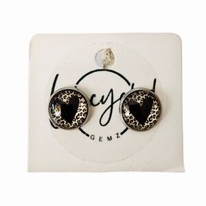 Black and Leopard Pattern Heart Earrings